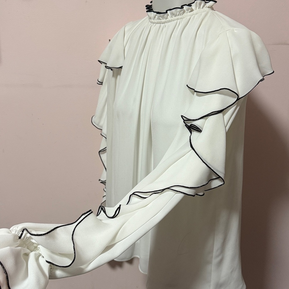 Elegant White Ruffle Blouse - Picture 4 of 5